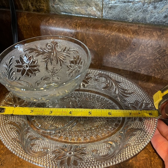 Two vintage Indiana glass CHANTILLY LACE floral snack sets more available - Picture 9 of 11